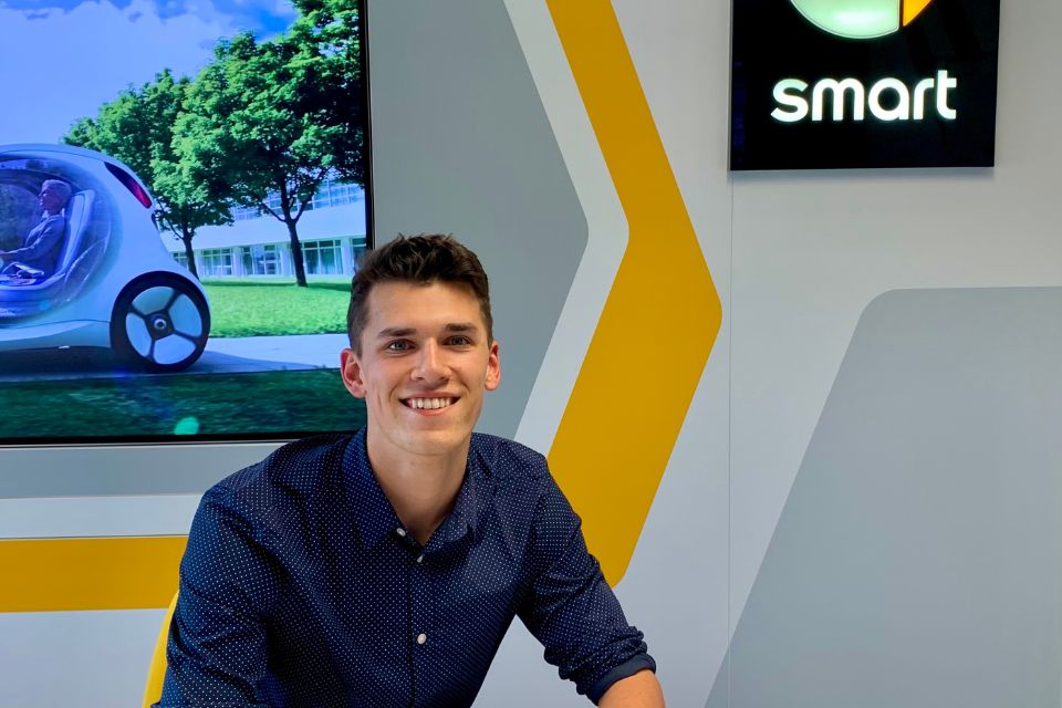 Callum during his internship in Germany at Smart Car