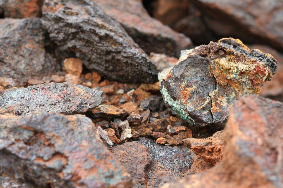 Rocks with ore inside, including copper