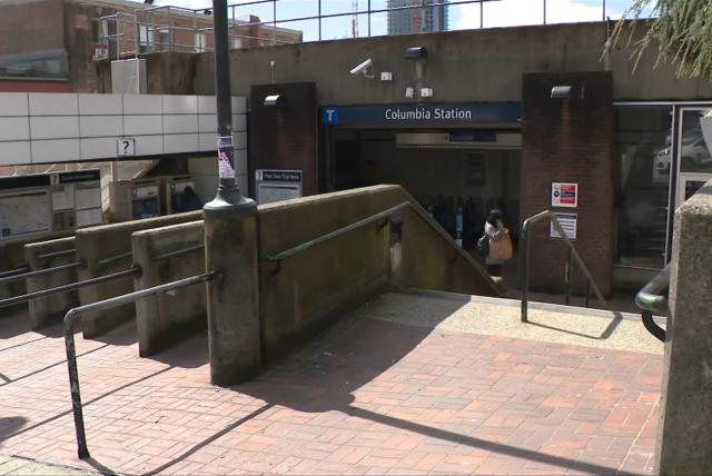 Entrance of skytrain station at Columbia station