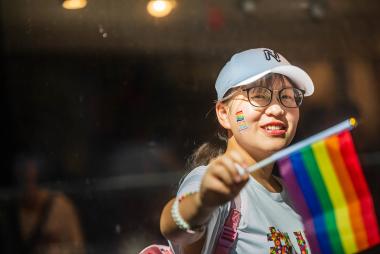 A UBC student celebrates Pride in 2019.