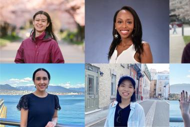 Grid collage of six engineering graduates. Clockwise from top left: Amelia Dai, Ashley Kairu, Phoebe Cheung, Shannon Smyth, Irene Wang, and Amarpreet Powar.