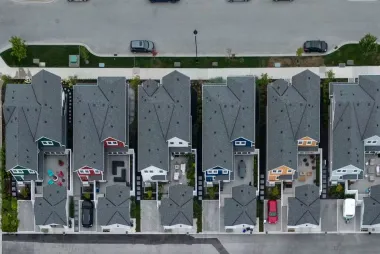 Arial photo of new single family houses in Delta, BC