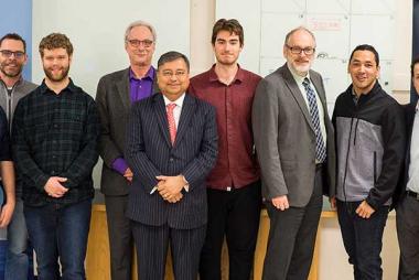 L3 Mapps president with NAME professors and students