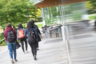 A group of UBC students on their way to class.** Paul H. Joseph / UBC Brand & Marketing