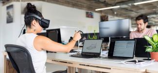 woman using a VR headset