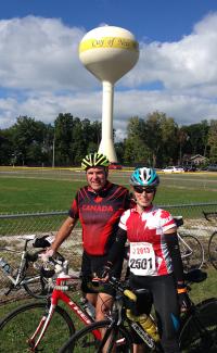 UBC Alum Harold Cunliffe and daughter on a cycling trip.