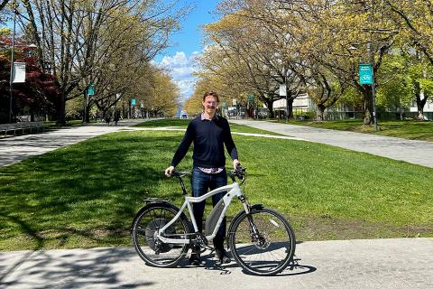 Dr. Alex Bigazzi with an e-bike