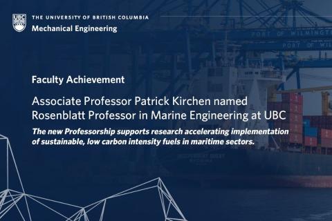 Dr. Patrick Kirchen named Rosenblatt Professor in Marine Engineering