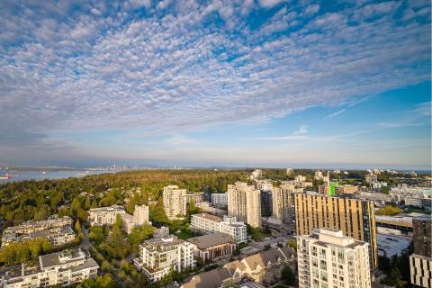 Aerial of UBC's Vancouver campus.