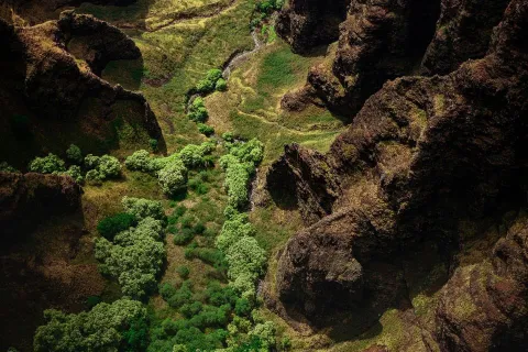 Arial view of a canyon