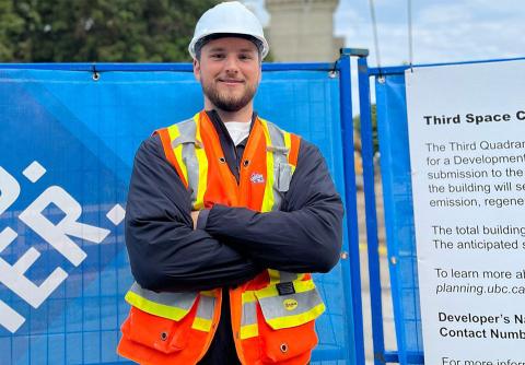 Peter smiling on the day of work