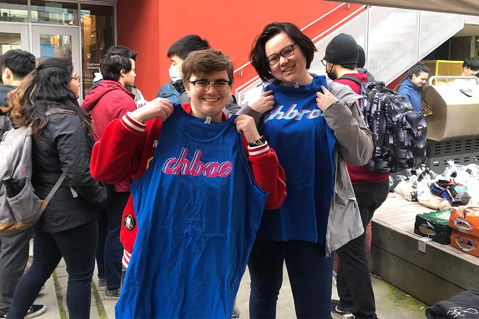 CHBE merch with CHBE friends at a CHBE BBQ, of course