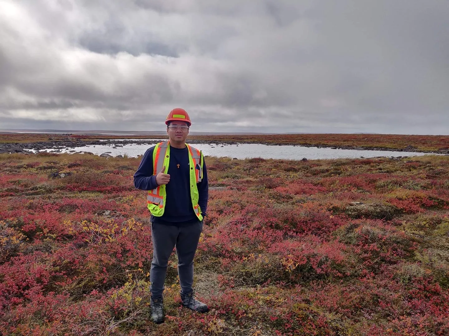 Dex working in the field