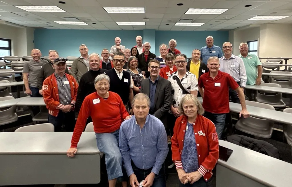 Group photo of Civil '85 with Dean Olson